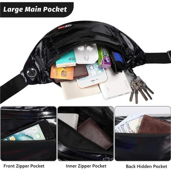 Large Crossbody Fanny Pack with 4-Zipper Pockets Gym Sports Festival Workout - Picture 2 of 6